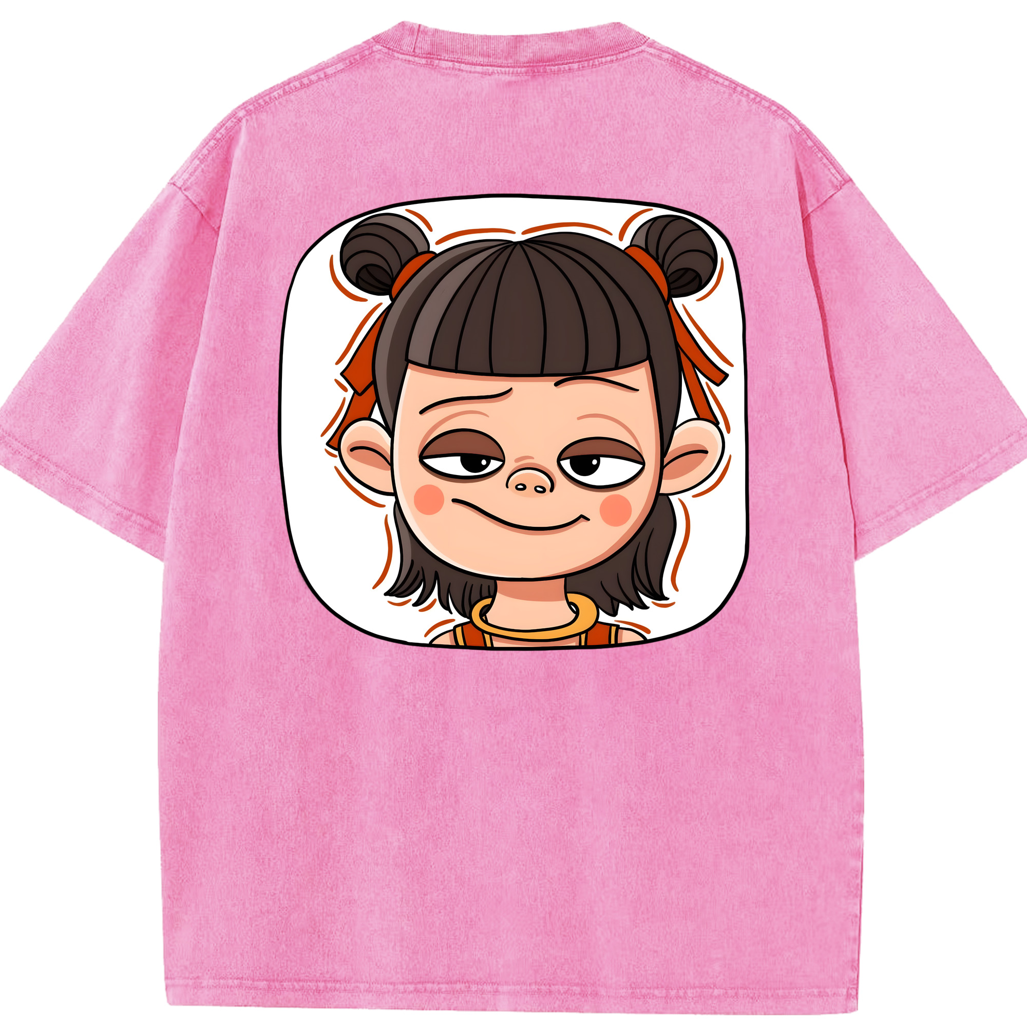 （画像用） Ne Zha 2 ナタ 魔童の大暴れ 綿100% ヴィンテージ風 半袖Tシャツ（背面プリント）